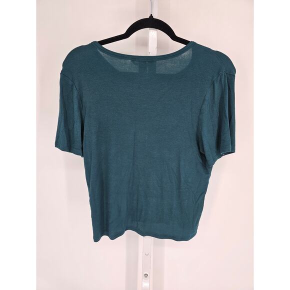 Victorias Secret Womens Sz L Pajama Set Shorts Shirt Dark Teal Blue - Picture 6 of 6